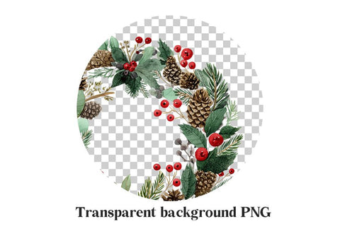Christmas Wreath Clipart PNG Sublimation BijouBay 