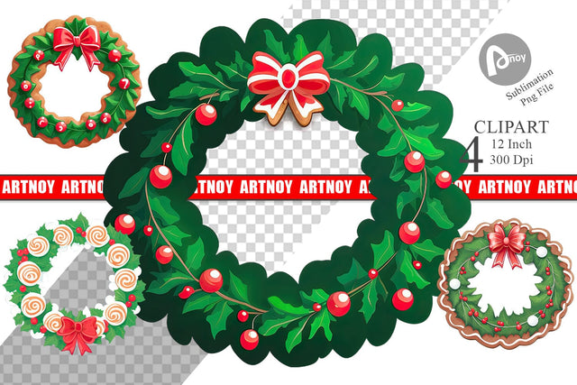 Christmas Wreath Clipart Sublimation artnoy 
