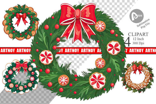 Christmas Wreath Clipart Sublimation artnoy 
