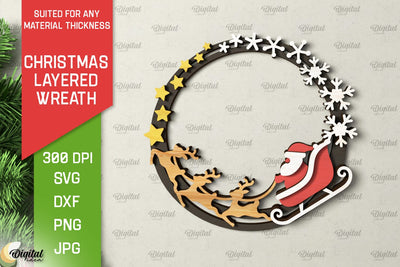 Christmas Wreath Door Sign Laser Cut. Christmas Decor SVG SVG Evgenyia Guschina 