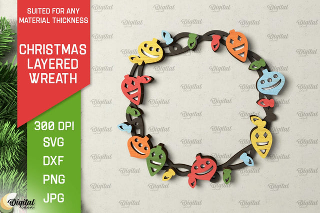 Christmas Wreath Door Sign Laser Cut. Christmas Decor SVG SVG Evgenyia Guschina 