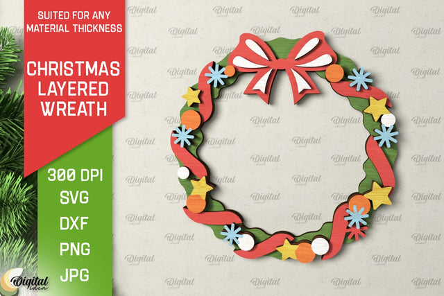 Christmas Wreath Door Sign Laser Cut. Christmas Decor SVG SVG Evgenyia Guschina 