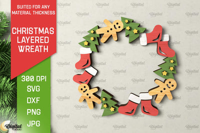 Christmas Wreath Door Sign Laser Cut. Christmas Decor SVG SVG Evgenyia Guschina 
