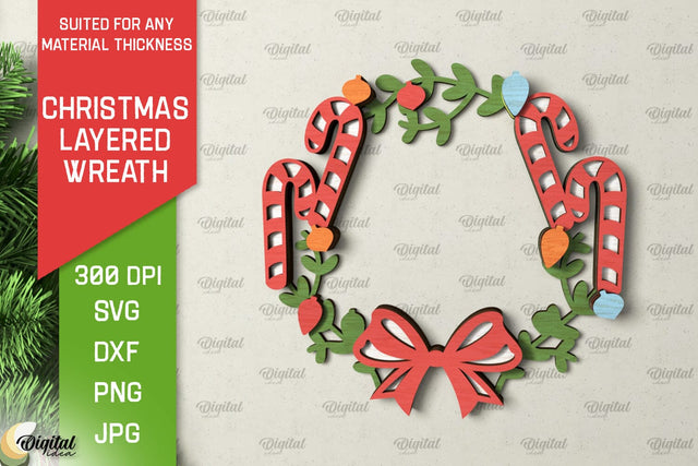 Christmas Wreath Door Sign Laser Cut. Christmas Decor SVG SVG Evgenyia Guschina 