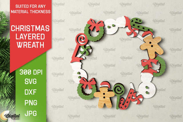 Christmas Wreath Door Sign Laser Cut. Christmas Decor SVG SVG Evgenyia Guschina 