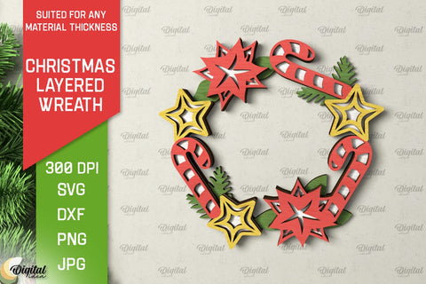 Christmas Wreath Door Signs Laser Cut Bundle. Xmas Decor SVG SVG Evgenyia Guschina 