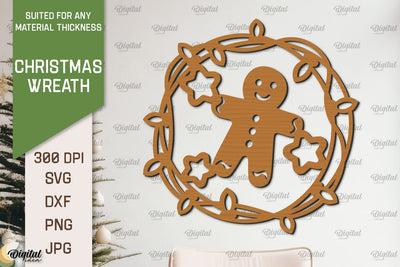 Christmas Wreath Laser Cut. Wooden Christmas Wreath SVG SVG Evgenyia Guschina 