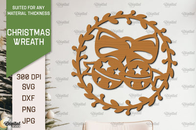 Christmas Wreath Laser Cut. Wooden Christmas Wreath SVG SVG Evgenyia Guschina 