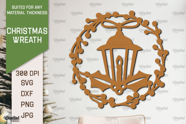Christmas Wreath Laser Cut. Wooden Christmas Wreath SVG SVG Evgenyia Guschina 