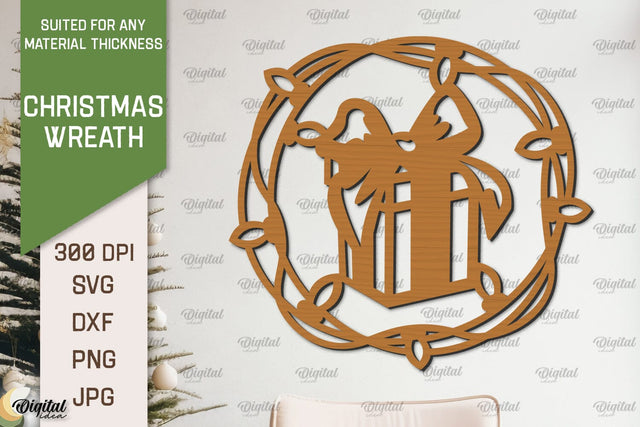 Christmas Wreath Laser Cut. Wooden Christmas Wreath SVG SVG Evgenyia Guschina 
