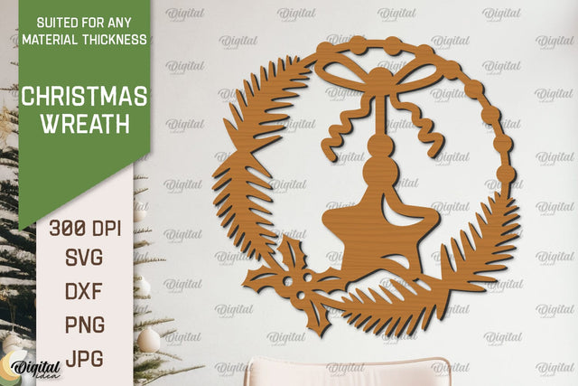 Christmas Wreath Laser Cut. Wooden Christmas Wreath SVG SVG Evgenyia Guschina 