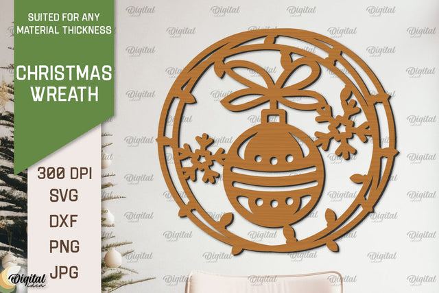 Christmas Wreath Laser Cut. Wooden Christmas Wreath SVG SVG Evgenyia Guschina 