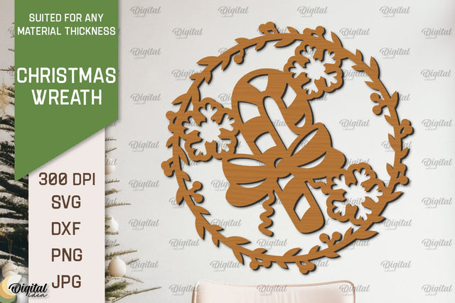 Christmas Wreath Laser Cut. Wooden Christmas Wreath SVG SVG Evgenyia Guschina 