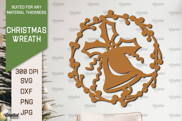 Christmas Wreath Laser Cut. Wooden Christmas Wreath SVG SVG Evgenyia Guschina 