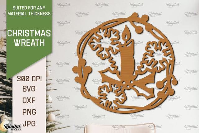 Christmas Wreath Laser Cut. Wooden Christmas Wreath SVG SVG Evgenyia Guschina 