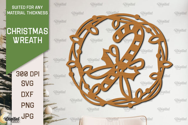 Christmas Wreath Laser Cut. Wooden Christmas Wreath SVG SVG Evgenyia Guschina 