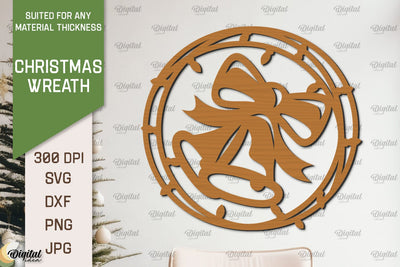 Christmas Wreath Laser Cut. Wooden Christmas Wreath SVG SVG Evgenyia Guschina 