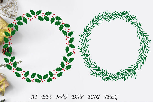 Christmas wreath monogram svg, Holiday frame, Round ornament SVG AnastasiyaArtDesign 