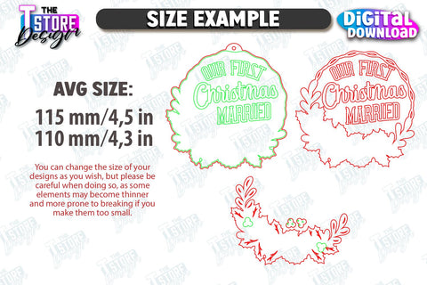Christmas Wreath Ornament Laser Cut Bundle | Layered Christmas Tree Toy | Christmas Décor | Holidays | CNC Files SVG The T Store Design 