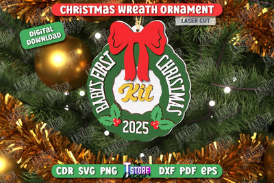 Christmas Wreath Ornament Laser Cut | Layered Christmas Tree Toy | Christmas Décor | Holidays | CNC File SVG The T Store Design 