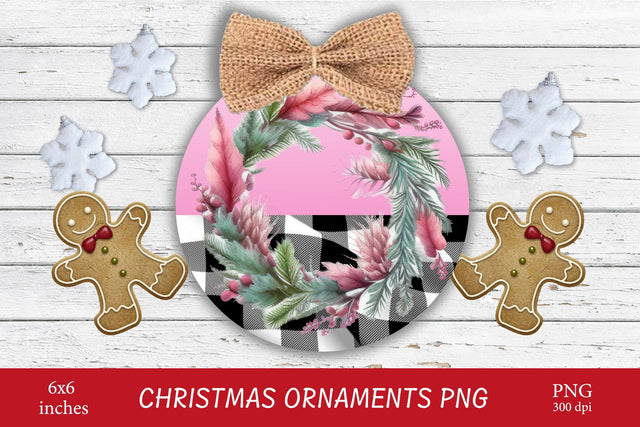 Christmas Wreath Ornament PNG. Christmas Buffalo Plaid PNG Sublimation Olga Terlyanskaya 