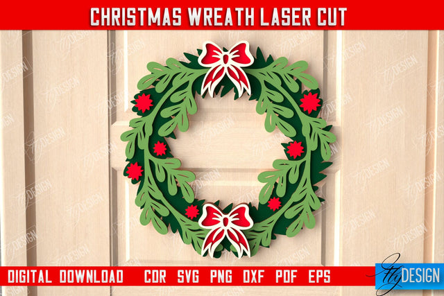 Christmas Wreath | Porch Decorating | Door Wreath | Wall Décor | Holiday Decoration | CNC File SVG Fly Design 