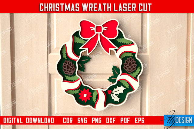 Christmas Wreath | Porch Decorating | Door Wreath | Wall Décor | Holiday Decoration | CNC File SVG Fly Design 