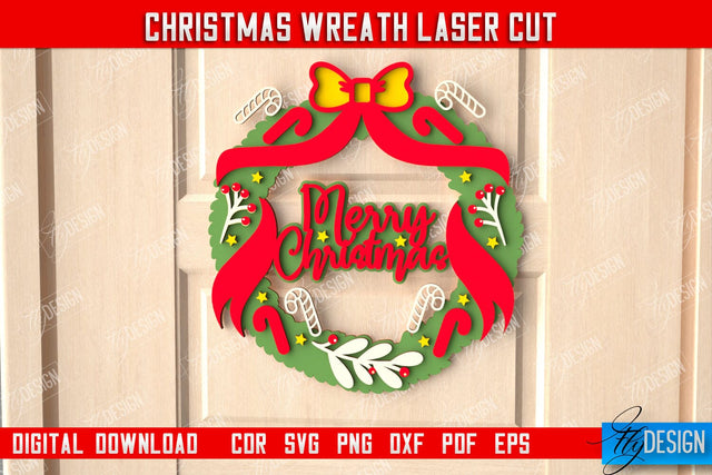 Christmas Wreath | Porch Decorating | Door Wreath | Wall Décor | Holiday Decoration | CNC File SVG Fly Design 