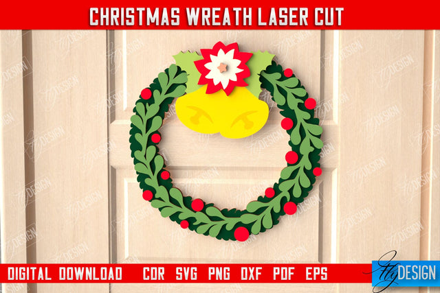 Christmas Wreath | Porch Decorating | Door Wreath | Wall Décor | Holiday Decoration | CNC File SVG Fly Design 