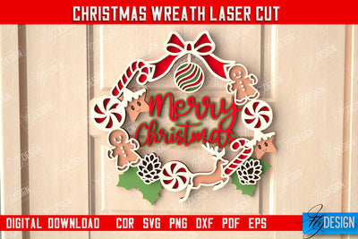 Christmas Wreath | Porch Decorating | Door Wreath | Wall Décor | Holiday Decoration | CNC File SVG Fly Design 