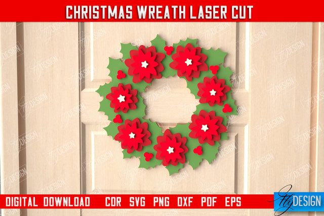Christmas Wreath | Porch Decorating | Door Wreath | Wall Décor | Holiday Decoration | CNC File SVG Fly Design 
