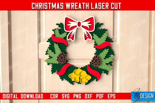 Christmas Wreath | Porch Decorating | Door Wreath | Wall Décor | Holiday Decoration | CNC File SVG Fly Design 