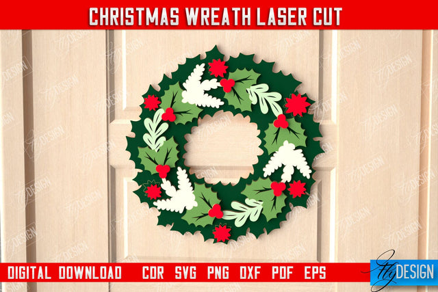Christmas Wreath | Porch Decorating | Door Wreath | Wall Décor | Holiday Decoration | CNC File SVG Fly Design 
