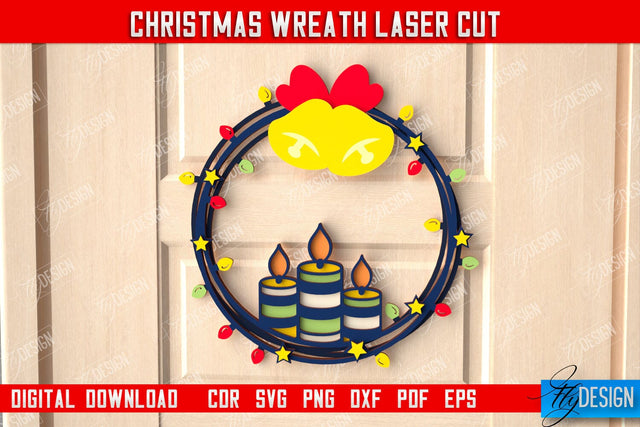 Christmas Wreath | Porch Decorating | Door Wreath | Wall Décor | Holiday Decoration | CNC File SVG Fly Design 