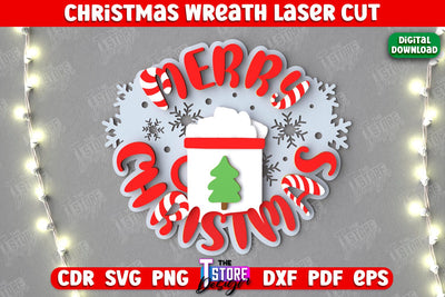 Christmas Wreath | Porch Decorating | Door Wreath | Wall Décor | Holiday Decoration | CNC File SVG The T Store Design 