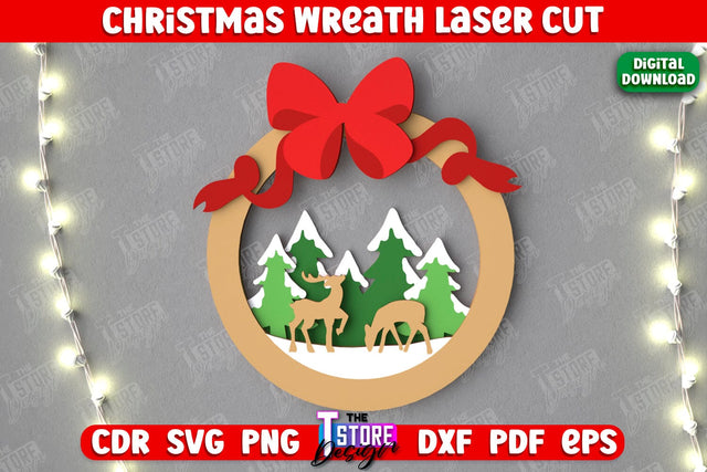 Christmas Wreath | Porch Decorating | Door Wreath | Wall Décor | Holiday Decoration | CNC File SVG The T Store Design 