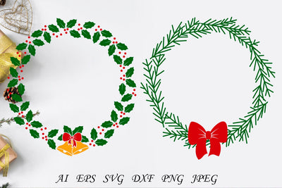 Christmas wreath svg, Holiday round frame, Christmas monogram SVG AnastasiyaArtDesign 