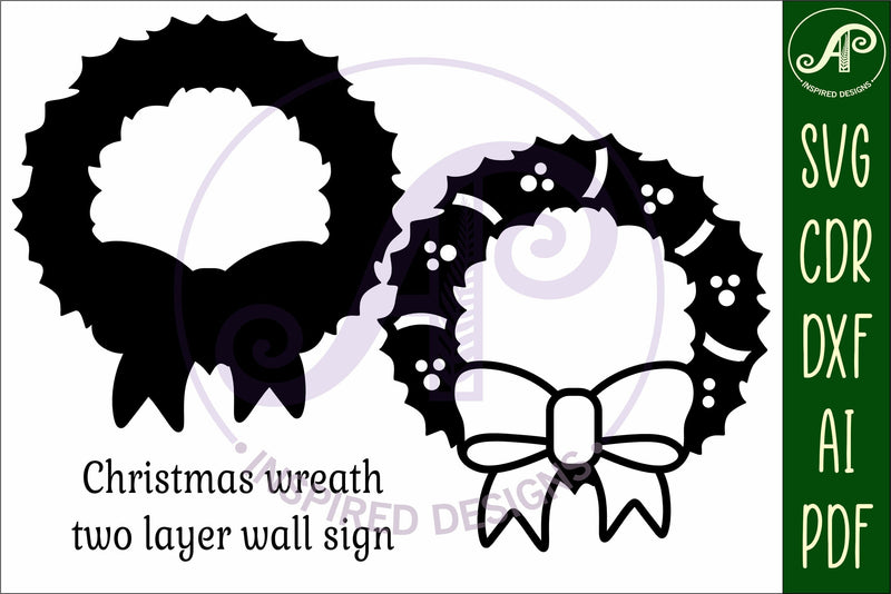 Christmas wreath wall art sign, SVG file. vector file - So Fontsy