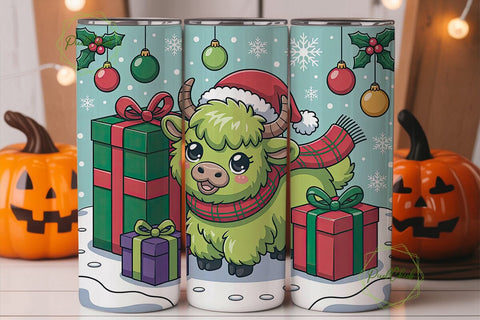 Christmas Yak Calf 20oz Tumbler Wrap Sublimation PixelChick 