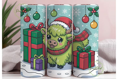 Christmas Yak Calf 20oz Tumbler Wrap Sublimation PixelChick 