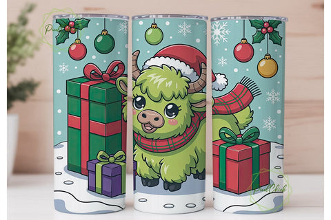 Christmas Yak Calf 20oz Tumbler Wrap Sublimation PixelChick 