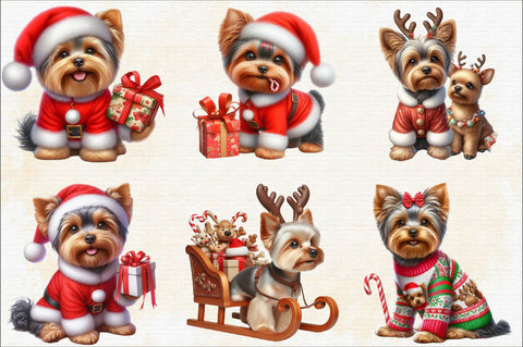 Christmas Yorkshire Terrier Sublimation Clipart Bundle Sublimation SVGArt 
