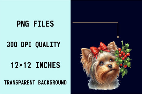 Christmas Yorkshire Terrier Sublimation Clipart Bundle Sublimation SVGArt 