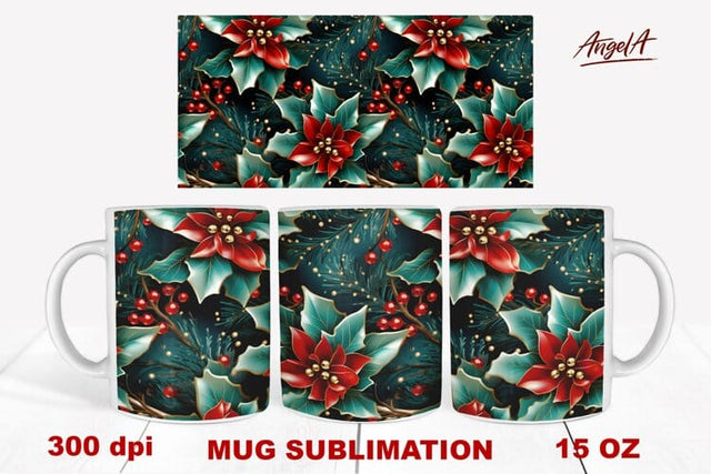 christmas15 OZ mug wrap sublimation / poinsettia sublimation Sublimation Angelina Semenova 