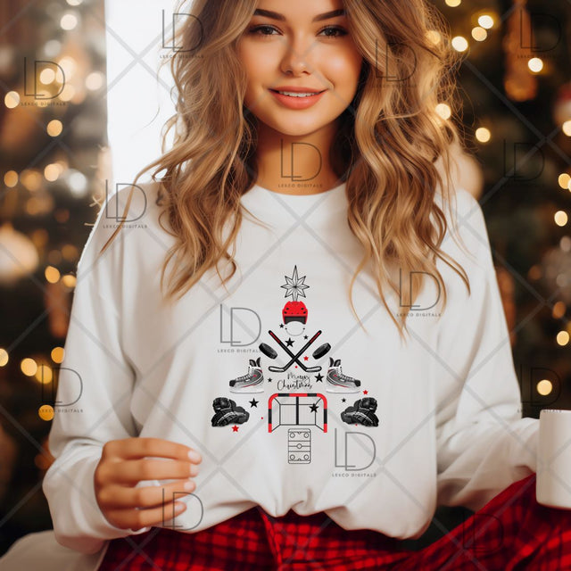 Christmas/Holiday Ice Hockey Mom Love Season Stick PNG ONLY Instant Download Sublimation Image Tumbler Hoodie Crew Neck Car Decal Shirt Sublimation Lexco Digitals 