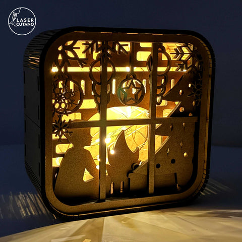 Chritsmas Light Box Templates Set, Laser Cut Files SVG LaserCutano 