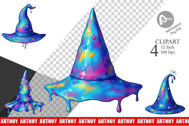 Chrome Star Witch Hat Clipart Sublimation artnoy 