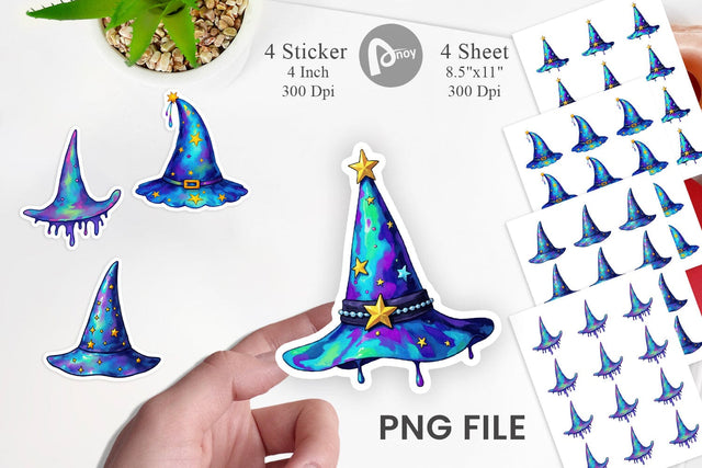 Chrome Star Witch Hat Sticker Sublimation artnoy 
