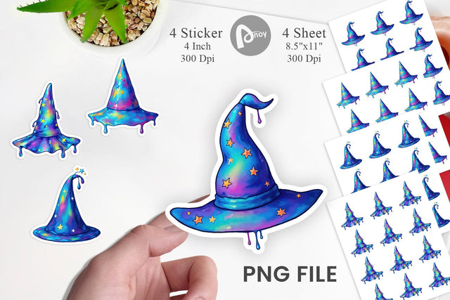 Chrome Star Witch Hat Sticker Sublimation artnoy 