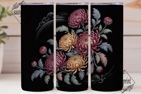 Chrysanthemum Floral 20oz Tumbler Wrap Sublimation sassyprint 